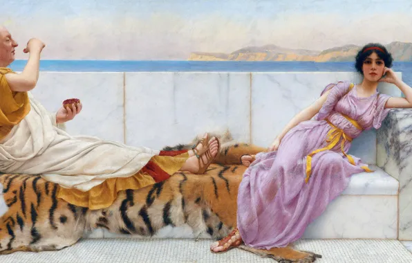 Wallpaper Girl, Picture, Two, The old man, John William Godward, John ...