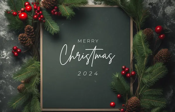 Branches, berries, the inscription, frame, fruit, Christmas, figures, New year