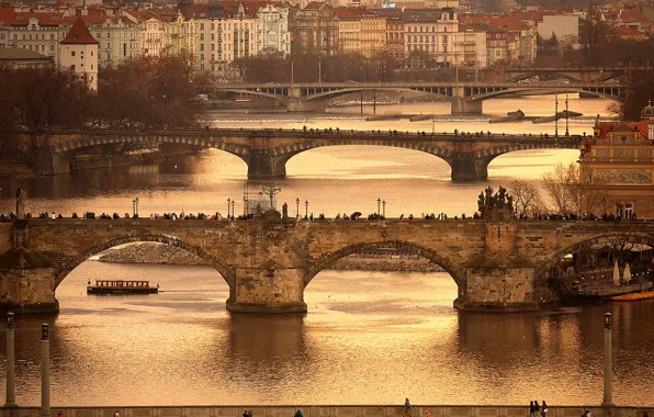 River, Prague, Czech Republic, bridges, Vltava