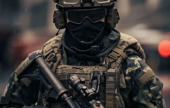 Glasses, Soldiers, Machine, Male, Front, Digital art, Equipment, Helmet
