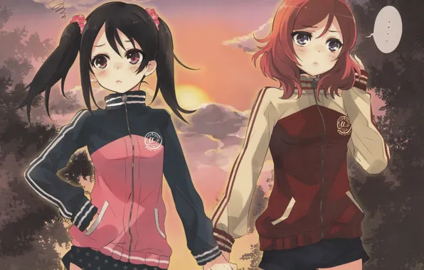 Girls, anime, art, yazawa nico, nishikino maki, love live