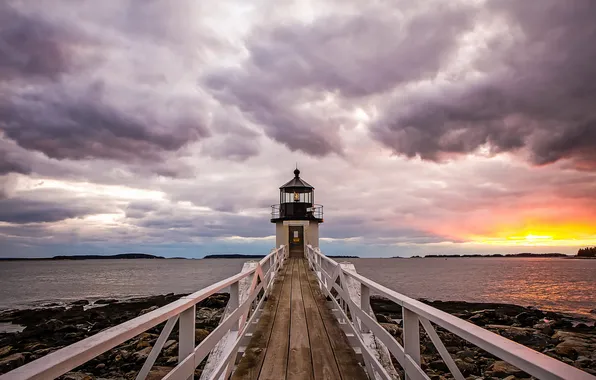 Landscape, sunset, lighthouse