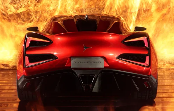 Fire, supercar, rear view, Icon, Vulcano, Vulcan, Icona
