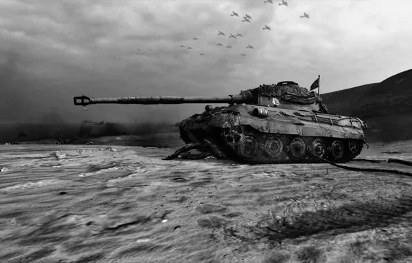 Download wallpaper HDR, Clouds, Sky, Tiger, Beach, Smoke, Tank, World ...