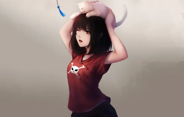 Girl, anime, kitty