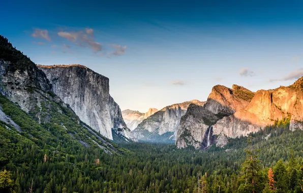 Forest, mountains, nature, landscape, nature, sunset, Yosemite, California
