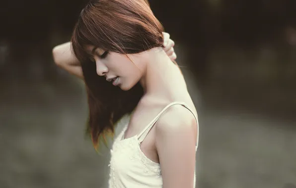 Girl, face, background, hair, brunette