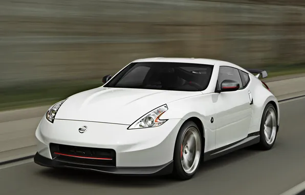 Picture car, white, speed, Nismo, Nissan 370Z