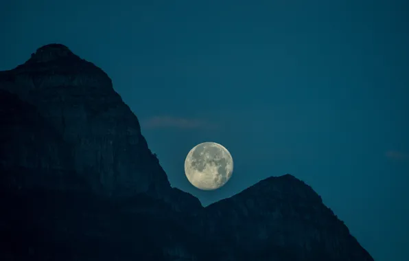 Picture the sky, mountains, night, nature, rocks, the moon, the full moon