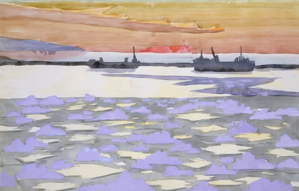 Picture 1915, Battleships, Charles Ephraim Burchfield, icebreakers