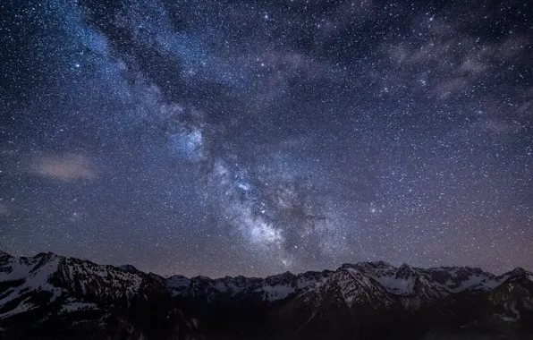 Picture the sky, stars, mountains, night, Germany, Bayern, The Milky Way, sky