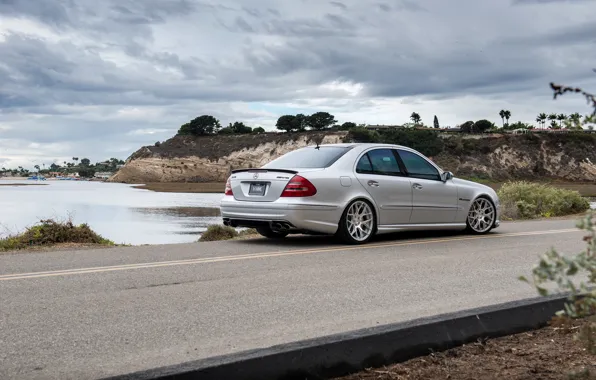 Lake, silver, silver, mercedes, Mercedes, amg, e-class, e55