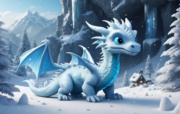 Winter, snow, nature, snow, dragon, Christmas, New year, dragon