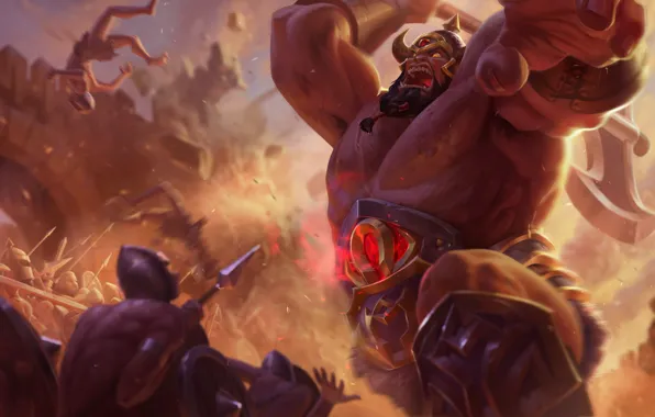 Fantasy, battle, League of Legends, Sion, Riot Games, Jessica Oyhenart, Christian Fell