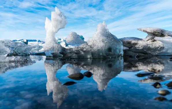 Water, reflection, ice, ice, Iceland, Iceland, Jökulsárlón