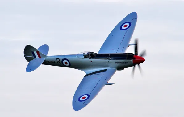 Picture the sky, flight, the plane, WW2, Spitfire FR.XVIIIe, British fighter