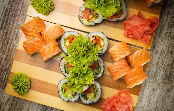 Fish, sushi, rolls