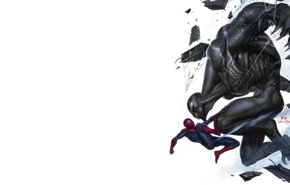 Minimalism, Figure, Art, Art, Illustration, Venom, Spider Man, Characters