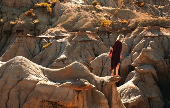 Picture girl, rocks, height, Lichon