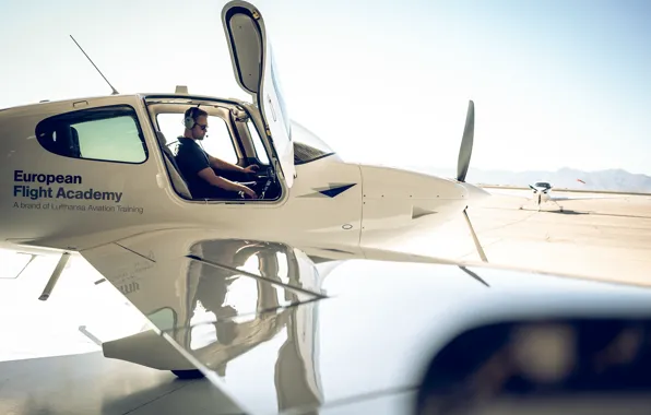 Transport, man, pilot, the plane, Lufthansa European Flight School