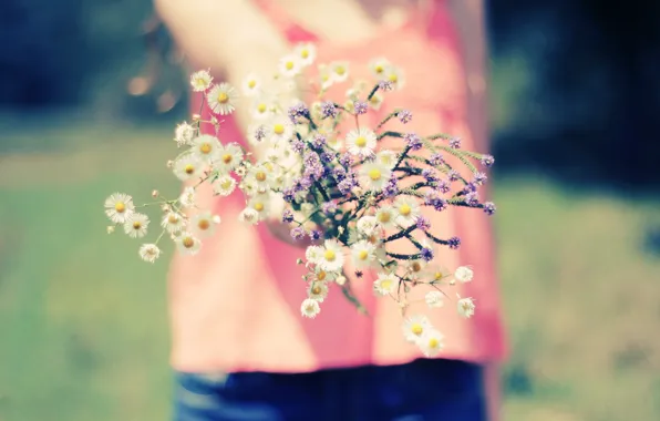Picture girl, macro, flowers, nature, background, Wallpaper, blur, wallpapers
