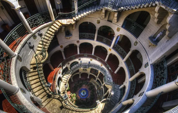 Interior, spiral, ladder, spiral, staircase