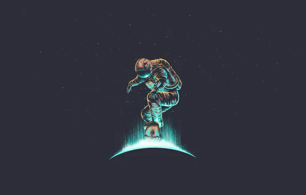 Minimalism, Stars, The suit, Space, Style, Skate, Astronaut, Background