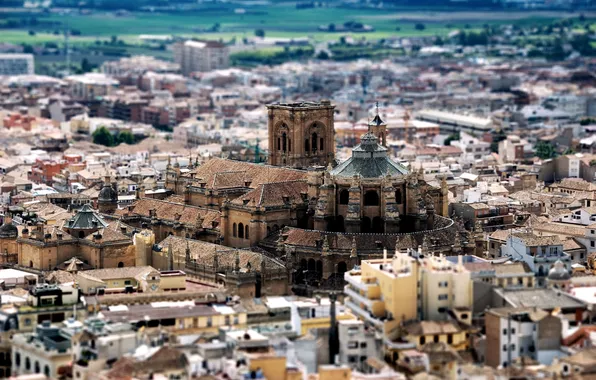Home, roof, Tilt-Shift, Church, Buildings, Granada Cathedral