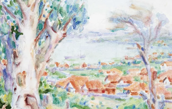 Picture landscape, figure, picture, watercolor, John Peter Russell, John Peter Russell, The Bay Of Roses. Sydney