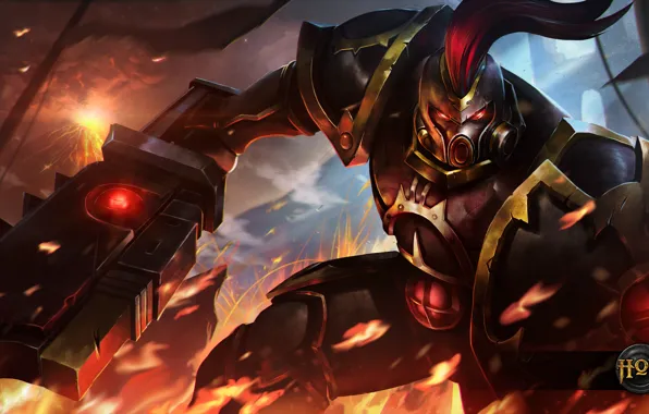 Fire, sword, armor, shield, Kane, Heroes of Newerth, Septar, Black Legion Kane