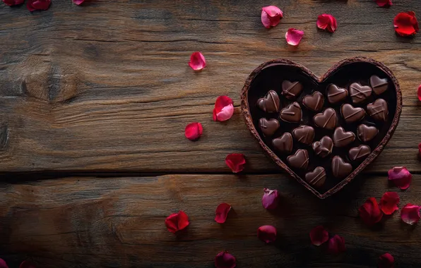 Love, flowers, holiday, heart, Board, heart, petals, hearts