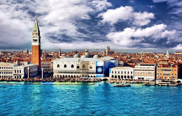 The sky, water, clouds, the city, building, Venice, Italy, italy