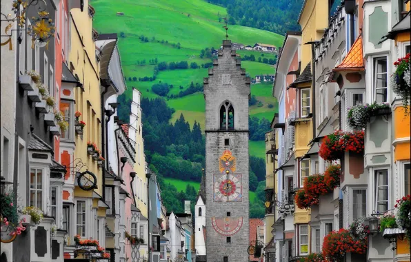 Tower, home, Alps, Italy, Vipiteno