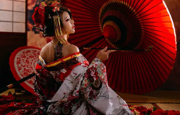 Picture style, model, interior, tube, umbrella, Japan, Asian