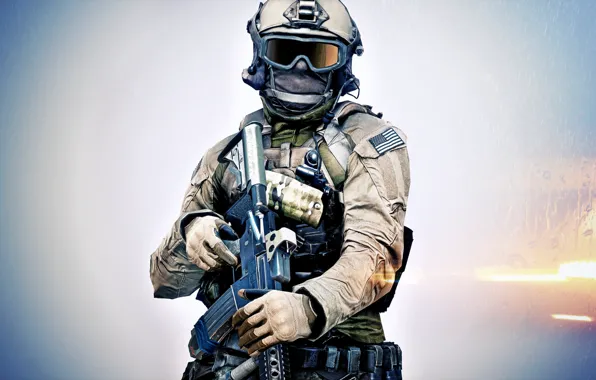 Picture weapons, background, soldiers, Battlefield 4