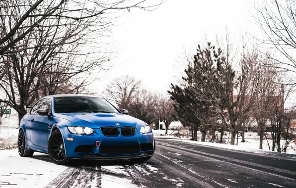 BMW, Blue, Winter, E92, GTS, M3