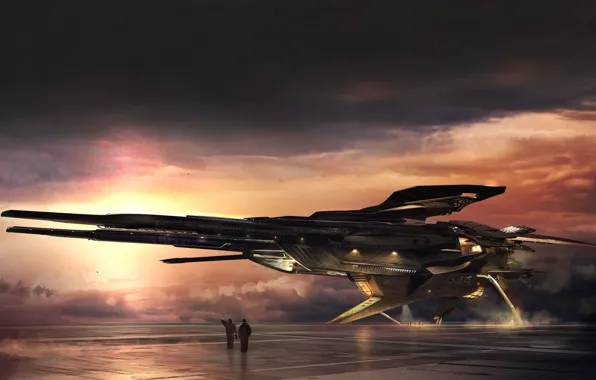 The sky, Ship, The ship, Art, Fiction, Concept Art, Science Fiction, Transport & Vehicles