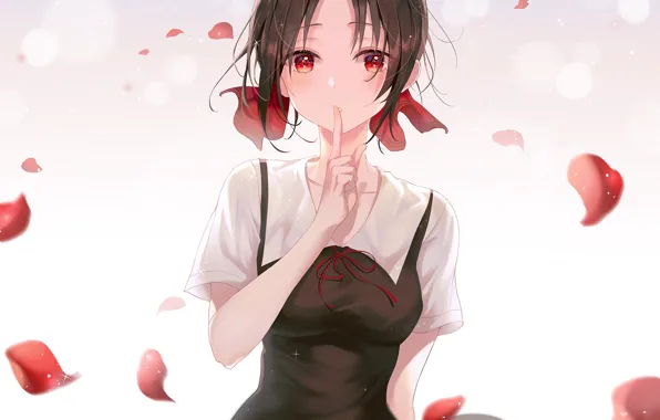 Wallpaper look, Lady Kaguya: In Love As In War, Kaguya Shinomiya, petals, girl