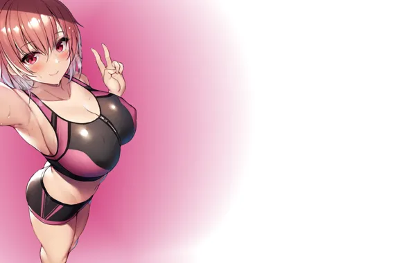 Girl, sexy, Anime, pink, pretty, sports, workout, tights