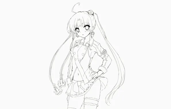 Girl, sexy, anime, beautiful, pretty, sketch, black and white, attractive