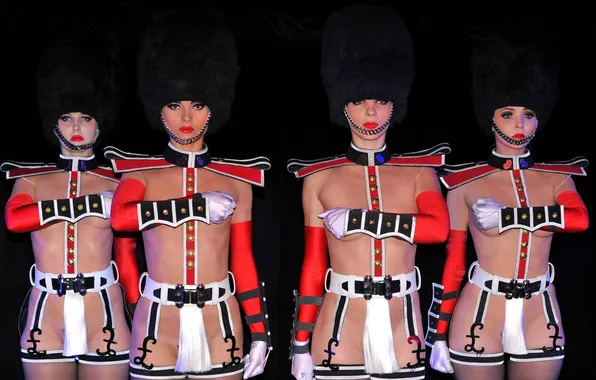 Look, hat, lips, show, gloves, cabaret, ponytail, guard