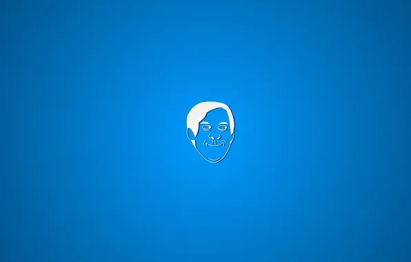 Face, blue background, Mem, the trick
