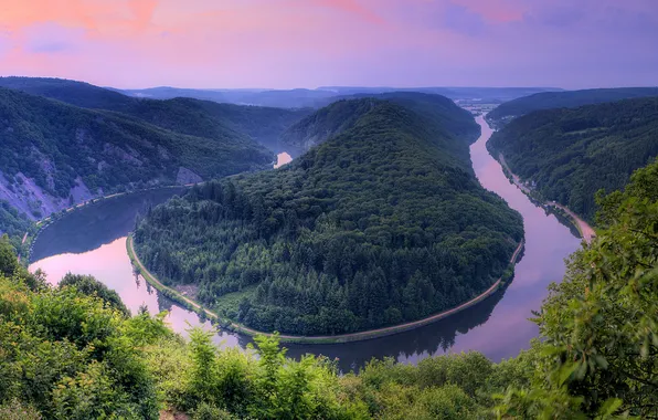The sky, river, snake, Germany, Saar