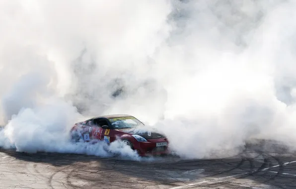 Smoke, drift, 350z, grinya