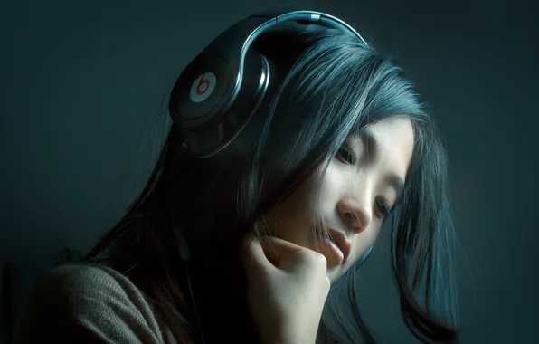Girl, headphones, Asian
