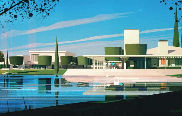 Minimalism, House, Style, The building, Architecture, Art, Art, Water