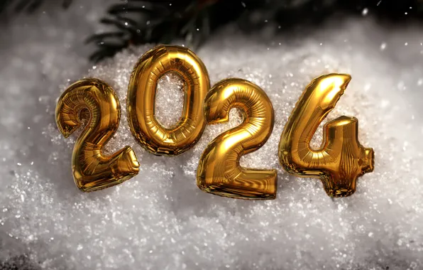 Snow, Shine, figures, New year, gold plated, needles, the snow, snowfall