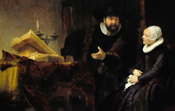 Picture portrait, picture, genre, Rembrandt van Rijn, Preacher Anslo and His Wife