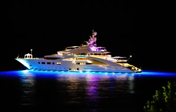 Picture sea, night, lights, the evening, yacht, night, yacht, yachts