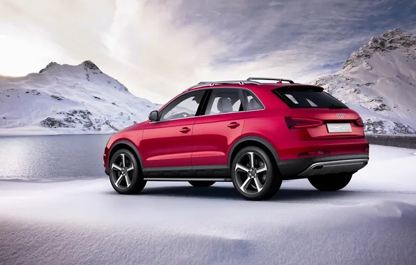 Snow, mountains, Audi, Audi, jeep, SUV